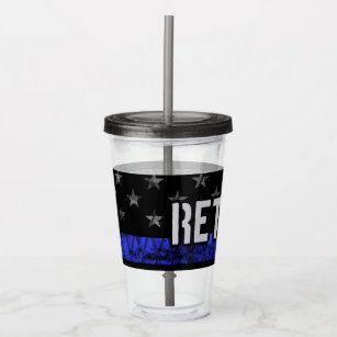 Distressed Retired Police Flag Acrylic Tumbler