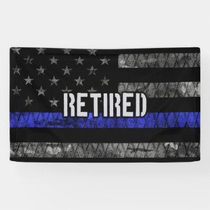 Distressed Retired Police Flag Banner