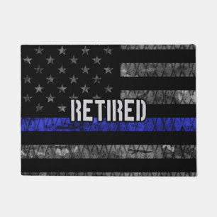 Distressed Retired Police Flag Doormat