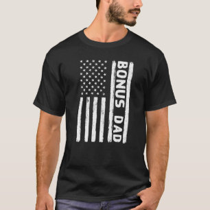 Distressed Retro Bonus Dad Stepdad American Flag T-Shirt