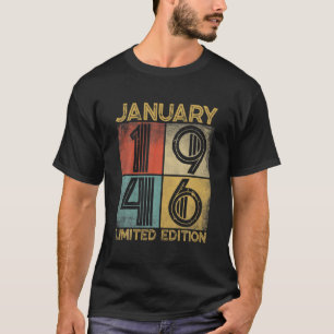 Distressed Retro January 1946 76Th Birthday 76 Yrs T-Shirt