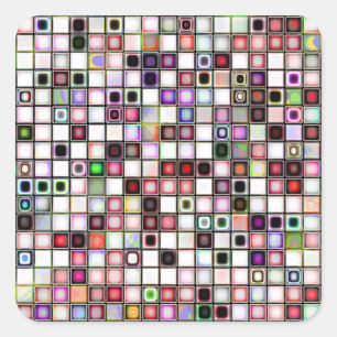 Distressed Retro Jewel Tones Mosaic Tiles Pattern Square Sticker