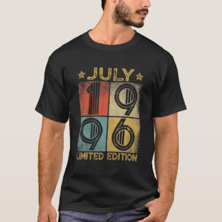 Distressed Retro July 1996 25Th Birthday Gift 25 Y T-Shirt