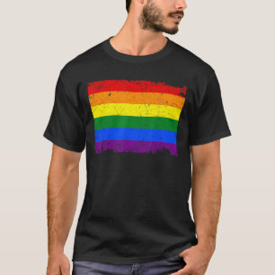 Distressed Retro Lgbt Rainbow Pride Flag T-Shirt