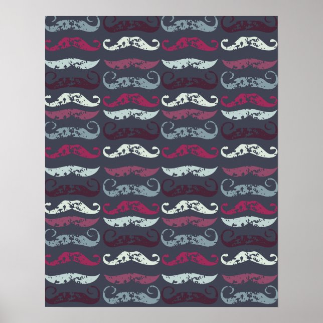 Distressed Retro Moustache Print (Front)