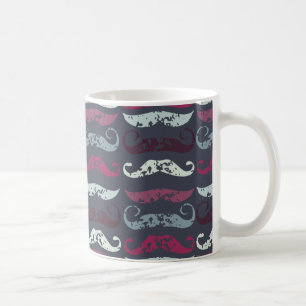 Distressed Retro Moustache Print Coffee Mug
