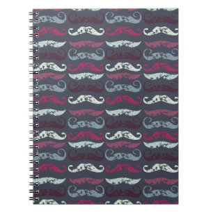 Distressed Retro Moustache Print Notebook