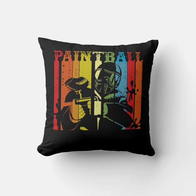 Distressed Retro Paintball Throw Pillow (Front)