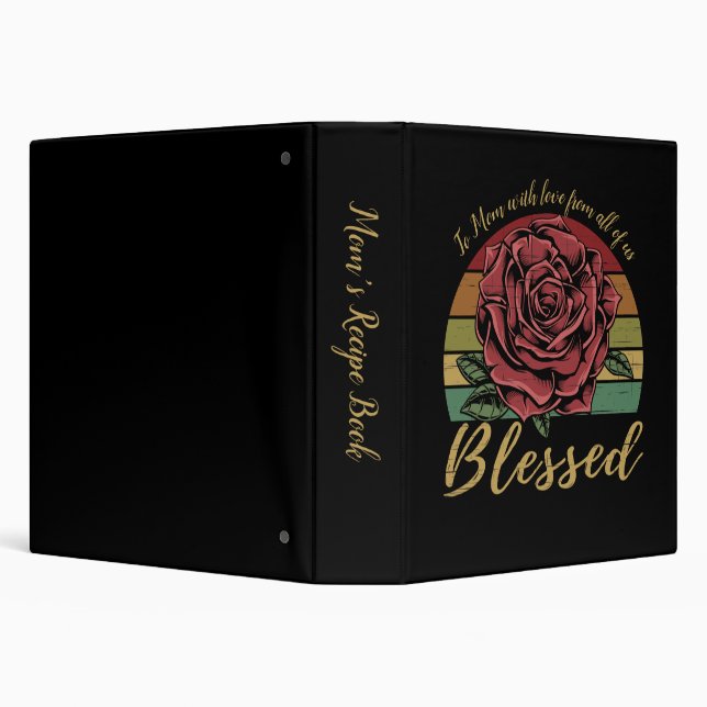 Distressed Retro Sunset Red Rose Blessed Binder (Background)