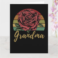 Distressed Retro Sunset Red Rose Grandma
