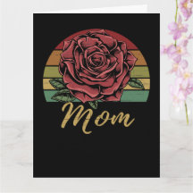 Distressed Retro Sunset Red Rose Mom