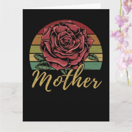 Distressed Retro Sunset Red Rose Mother Card