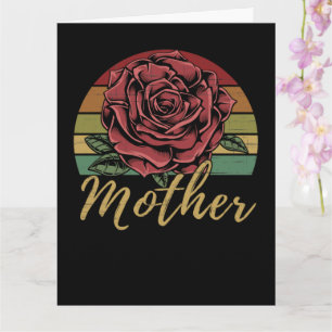 Distressed Retro Sunset Red Rose Mother Card