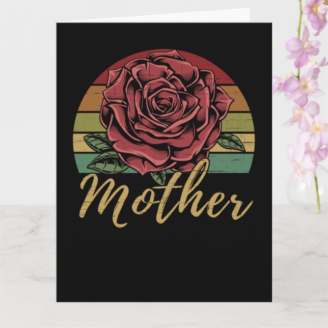 Distressed Retro Sunset Red Rose Mother Card (Orchid)