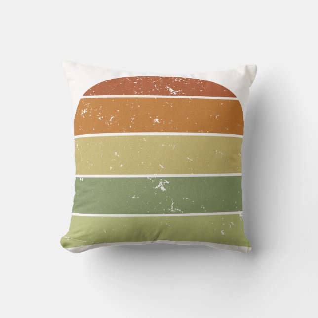 Distressed Retro Sunset  Throw Pillow (Front)