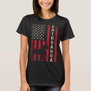 Distressed Retro Usa American Flag Chihuahua Dog T-Shirt
