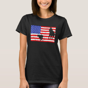 Distressed Roping Usa American Flag Vintage Rodeo  T-Shirt