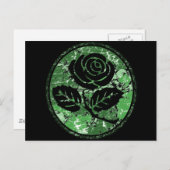 Distressed Rose Silhouette Cameo - Green Postcard (Front/Back)
