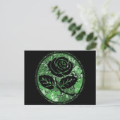 Distressed Rose Silhouette Cameo - Green Postcard (Standing Front)