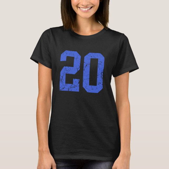 Distressed Royal Blue Number 20 Jersey Player Unif T-Shirt (Front)