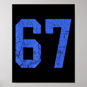 Distressed Royal Blue Number 67 Jersey Player Unif Poster