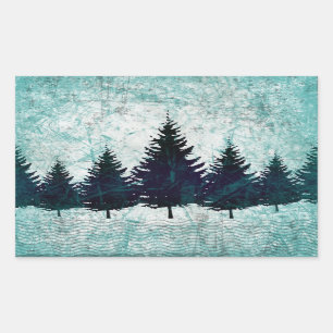 Distressed Rustic Evergreen Pine Trees Forest Sticker