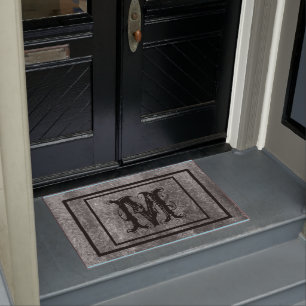 Distressed Rustic Stone Monogram Personalized Doormat