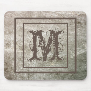 Distressed Rustic Stone Personalized Monogram Mouse Pad