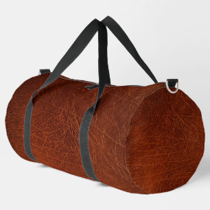 Distressed Rusty Brown Faux Leather Duffle Bag