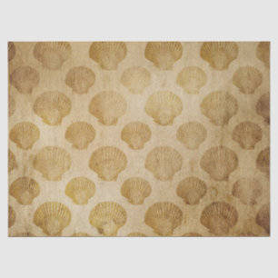 Distressed Sea Shells on Brown Decoupage Tissue Paper