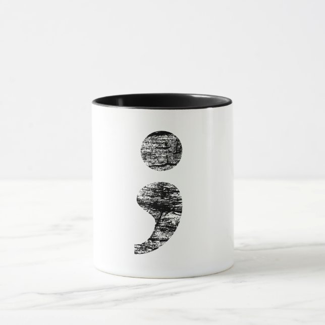 Distressed Semicolon Mug (Center)