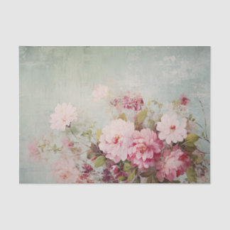 Distressed Shabby Chic Flowers on One Side Tissue Paper