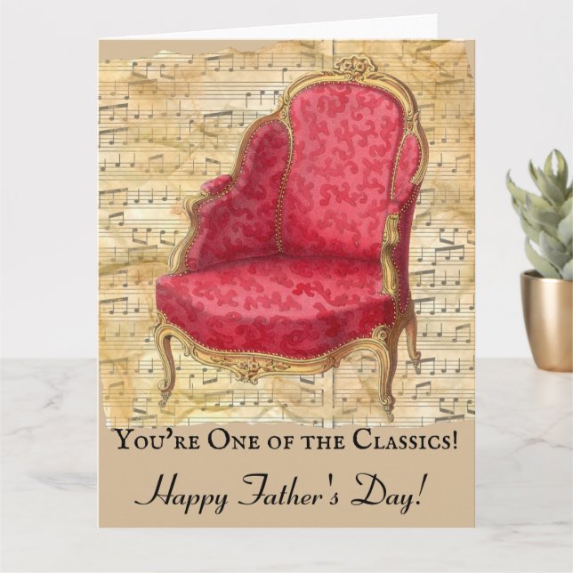 Distressed Sheet Music Victorian Chair Fathers Day Card (Small Plant)