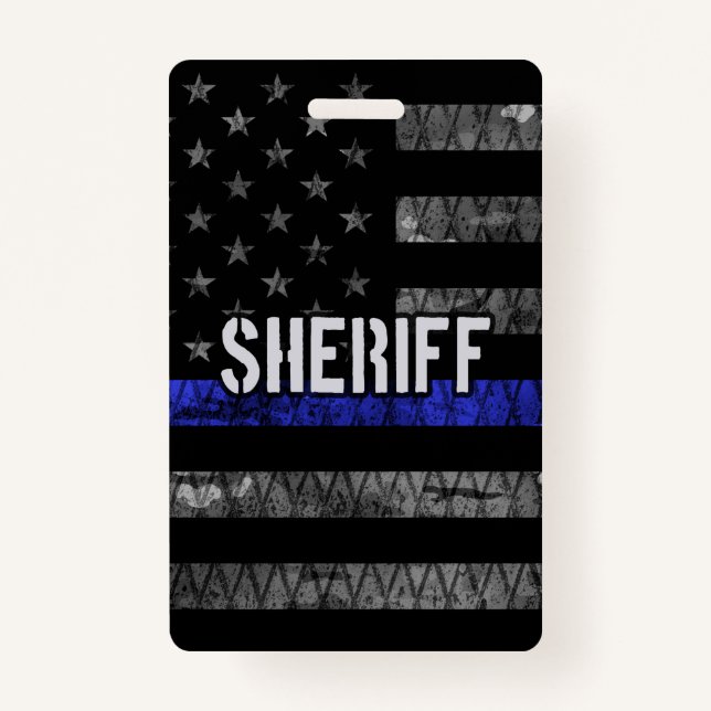 Distressed Sheriff Police Flag Badge (Front)