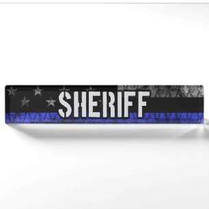 Distressed Sheriff Police Flag Nameplate