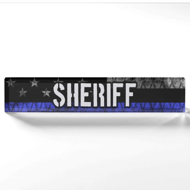 Distressed Sheriff Police Flag Nameplate (Front)