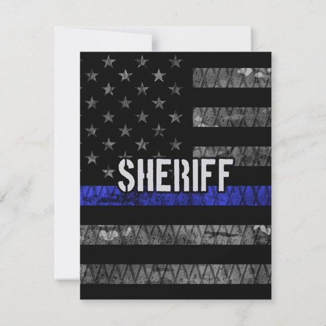 Distressed Sheriff Police Flag Thank You Card (Front)