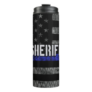Distressed Sheriff Police Flag Thermal Tumbler