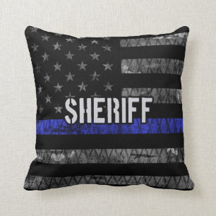 Distressed Sheriff Police Flag Throw Pillow