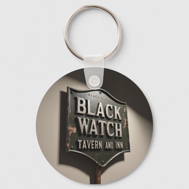 Distressed Sign Black Watch Inn Keychain (Front)