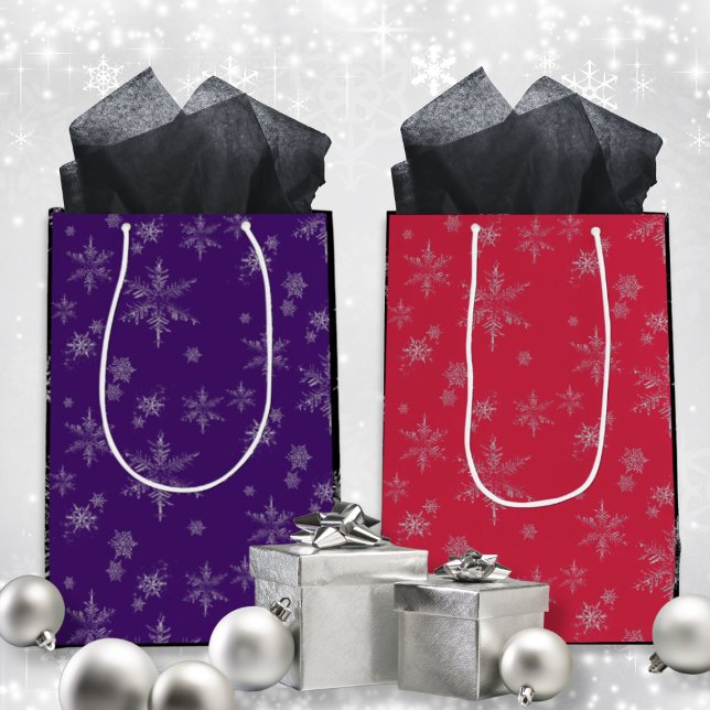 Distressed Silver Glitter Snowflakes Christmas Medium Gift Bag (Creator Uploaded)
