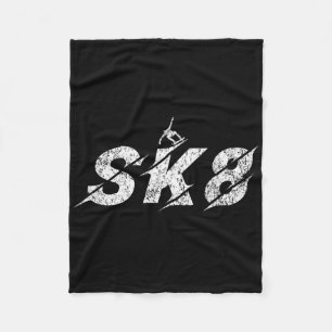 Distressed Sk8 Skate Skater Kids Boys Girls Skateb Fleece Blanket