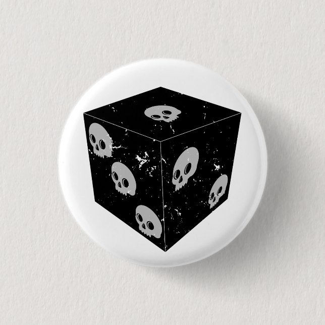 Distressed Skull Drawings Dice 1 Inch Round Button (Front)