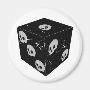 Distressed Skull Drawings Dice Magnet