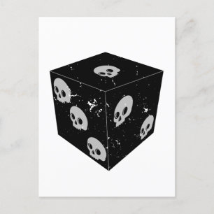 Distressed Skull Drawings Dice Postcard