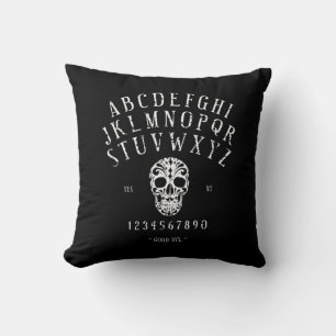 Distressed Spirit Board with Sugar Skull Pillow