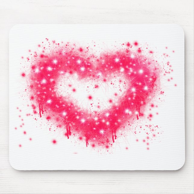 Distressed spray paint pink sparkling heart design mouse pad (Front)