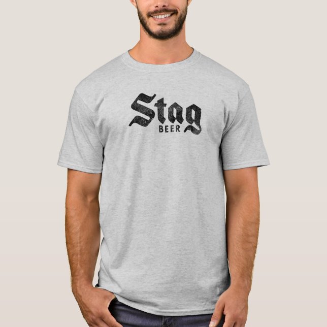 Distressed "Stag Beer" Retro Logo T-Shirt (Front)