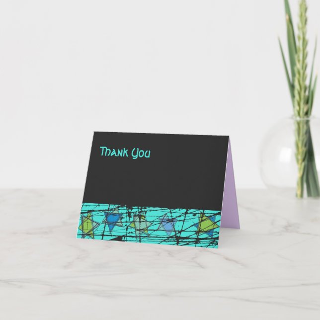 Distressed Stars Bar Bat Mitzvah Thank You Card (Front)