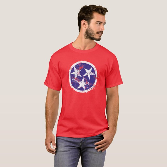 Distressed State Flag Of Tennessee T-Shirt (Front Full)